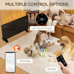 Kozy - Electric Heater Wifi Smart App, 1500W Glass Panel Heater Radiator, Freestanding or Wall Mounted Convector Space Heater with LED Display, 24Hr 7 Day Timer, Adjustable Thermostat, Remote Control
