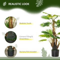 HOMCOM 2 Pack Artificial Plant Palm Tree in Pot, Fake Plants for Home Indoor Outdoor Decor, 135cm, Green | Aosom UK