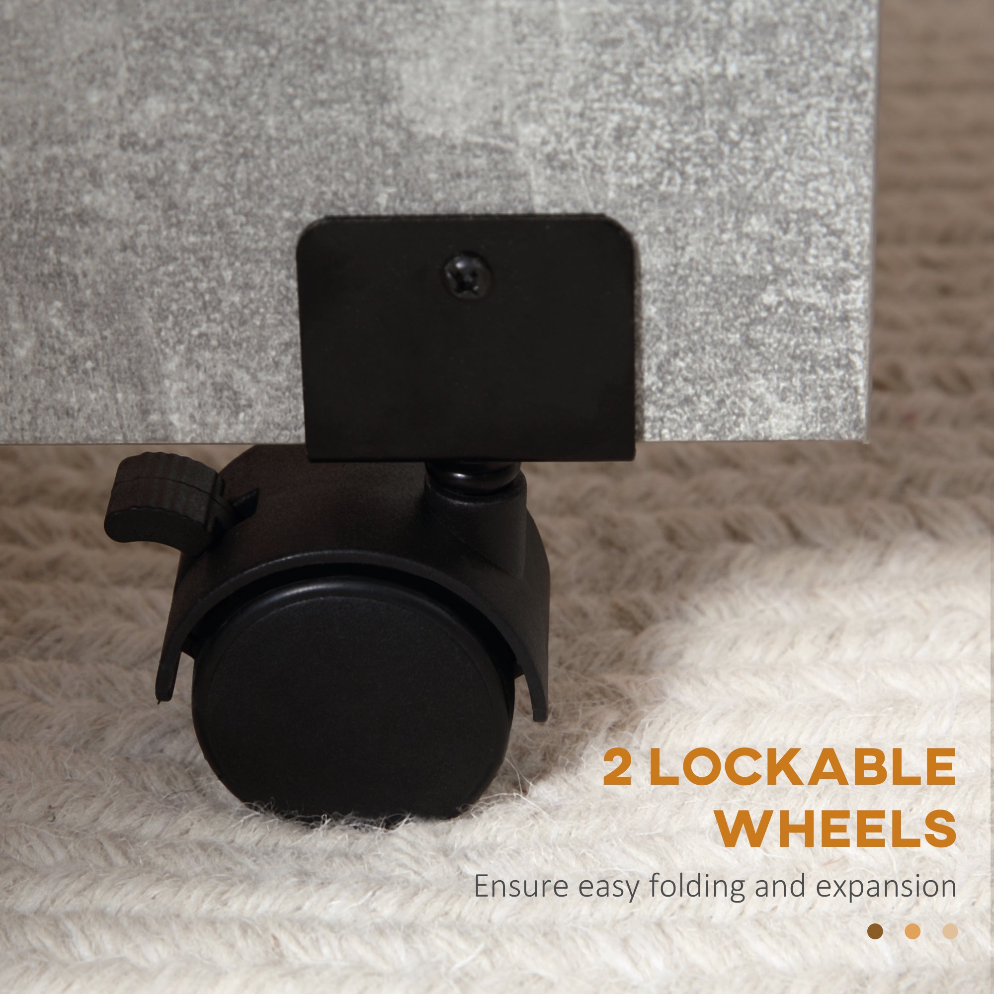 Kozy Folding Dining Table, Drop Leaf Table with 2-Tier Shelves, Rolling Casters, for Small Spaces, Kitchen, Cement Grey