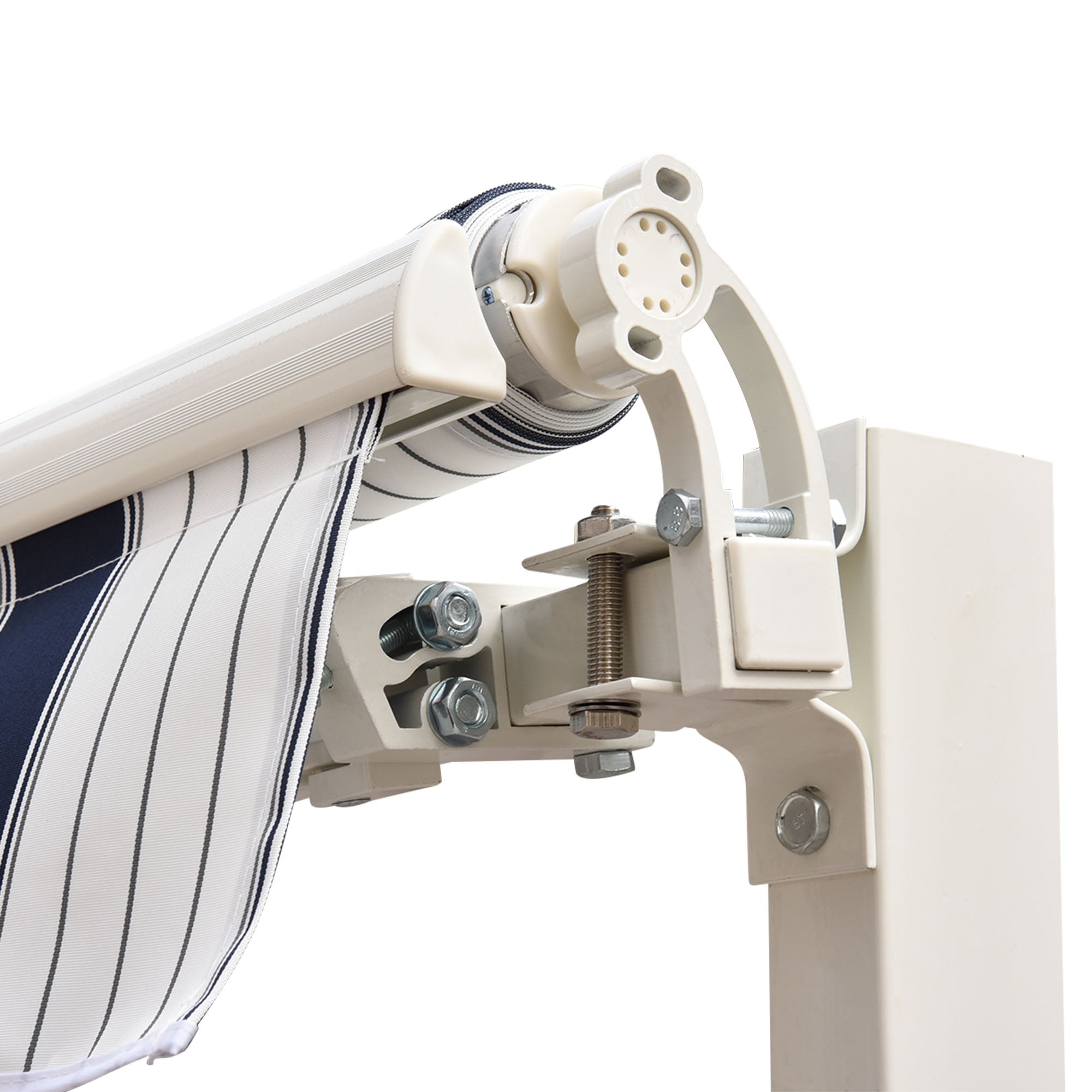 Kozy Manual Retractable Awning, 2.5x2 m-Dark Blue/White Stripes