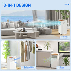 Kozy Portable Air Conditioner 10000 BTU, 4-in-1 Mobile Air Conditioning Unit with Cooling, Fan, Dehumidifier & Sleep Mode, LED Display, Remote Control, 24H Timer, Window Kit for Rooms up to 30㎡