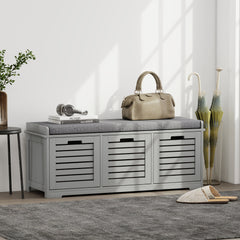 Kozy - 3-Drawer Shoe Storage Bench - Grey