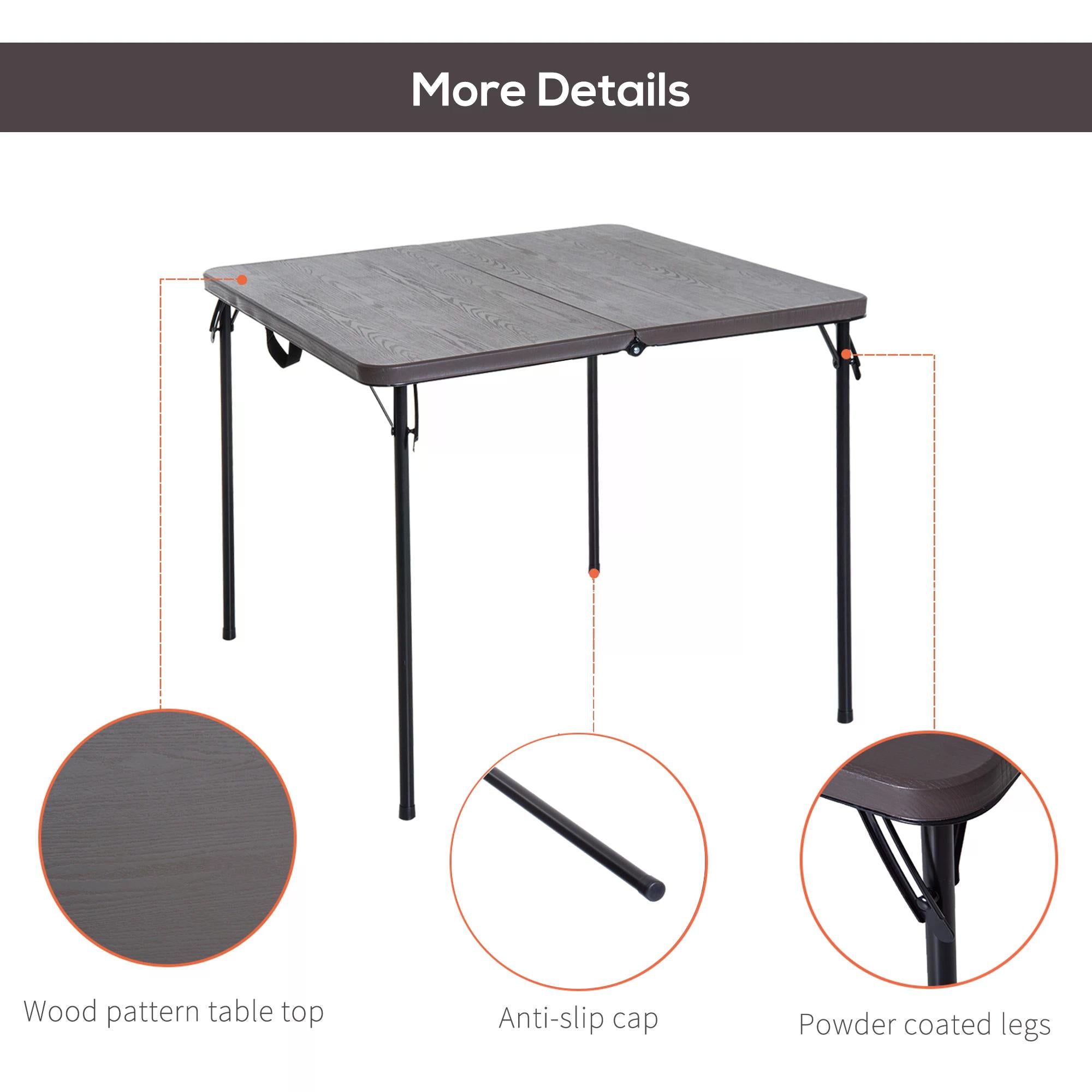 Outsunny Folding Camping Table for Outdoor Events Garden Camping BBQ Party, 86Lx86Wx71.5H cm