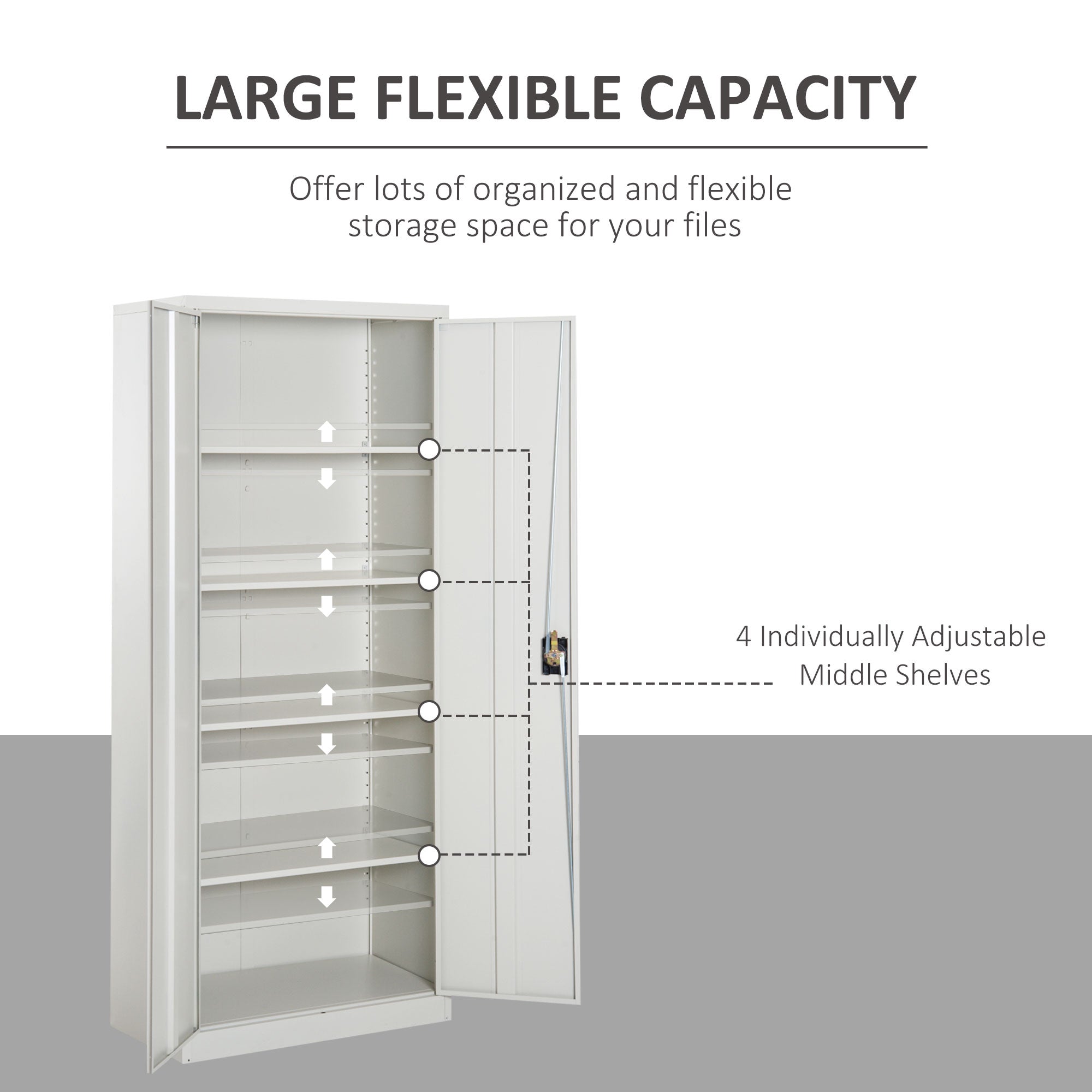 Kozy Lockable Filing Cabinet Tall Adjustable Shelf Large Office Storage for Office Use, White