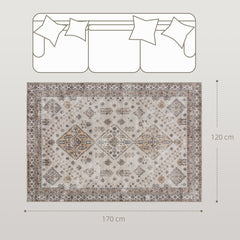 Kozy - Vintage Area Rug, Non-Slip Washable Rug, Flannel Floor Carpet for Living Room, Bedroom, Dining Room, Home Office, 170 x 120 cm, Beige