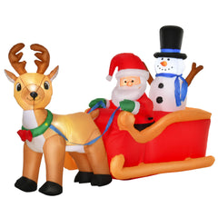 Kozy 6.5ft Christmas Inflatable Santa Claus on Sleigh Deer, LED Lighted for Home Indoor Outdoor Garden Lawn Decoration Party Prop