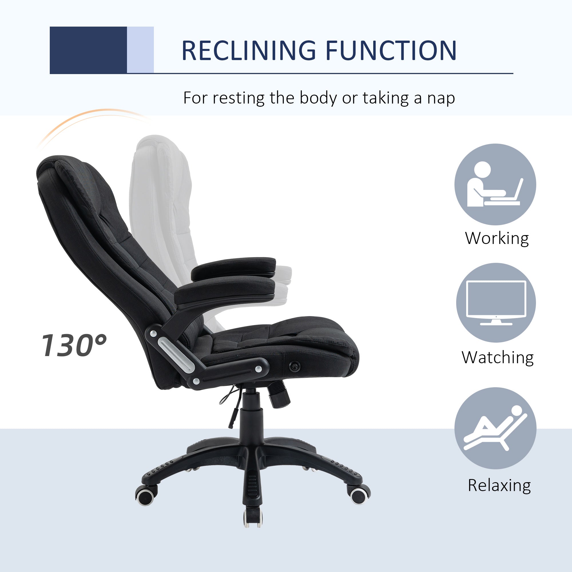 Kozy Ergonomic Office Chair Comfortable Desk Chair with Armrests Adjustable Height Reclining and Tilt Function Black