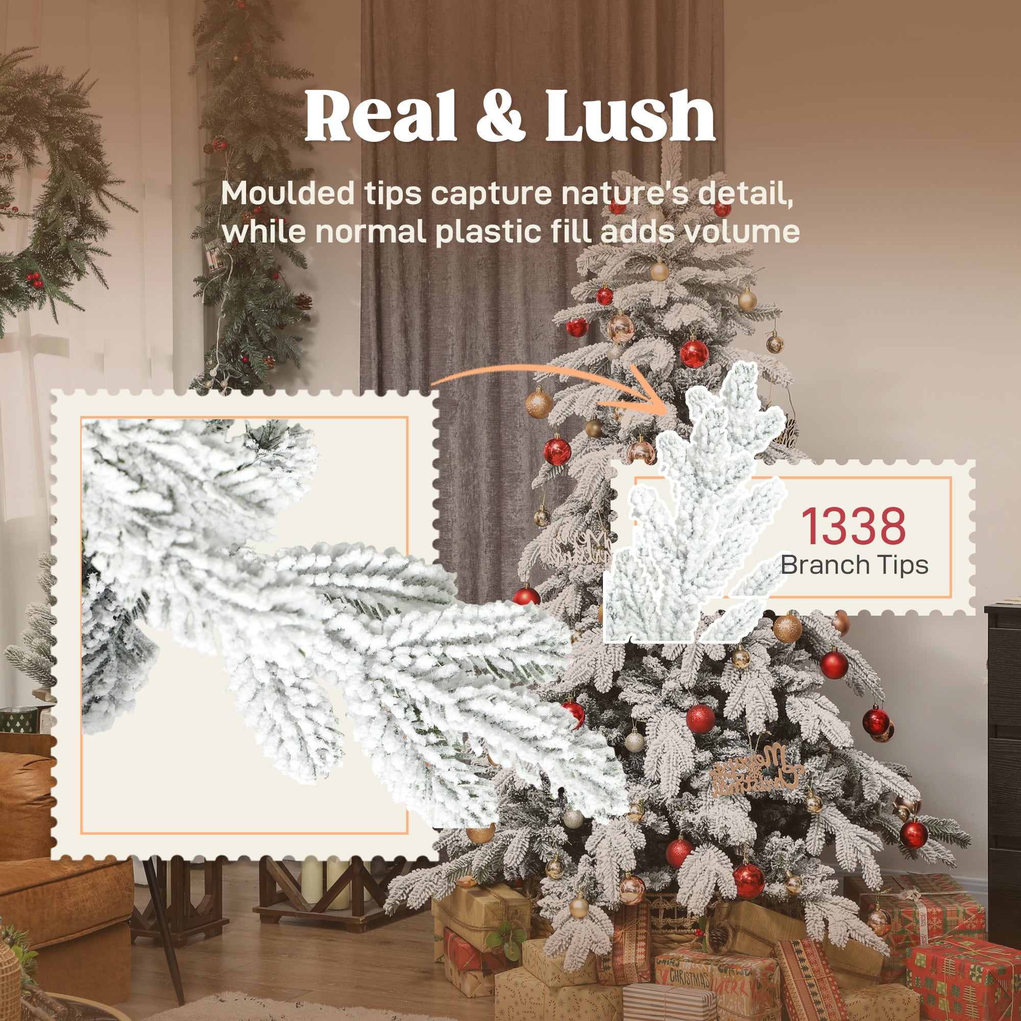 Kozy - 6ft Super Flocked Christmas Tree - Green/White