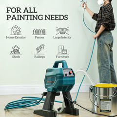 Kozy - Airless Paint Sprayer, Thinning-Free, Electric﻿ Fence Paint Sprayer for Exterior and Interior DIY Painting Projects, Wall Spray Gun Machine, Household Use, 1.5L/min, 200 Bar, 7.5 m Hose Blue