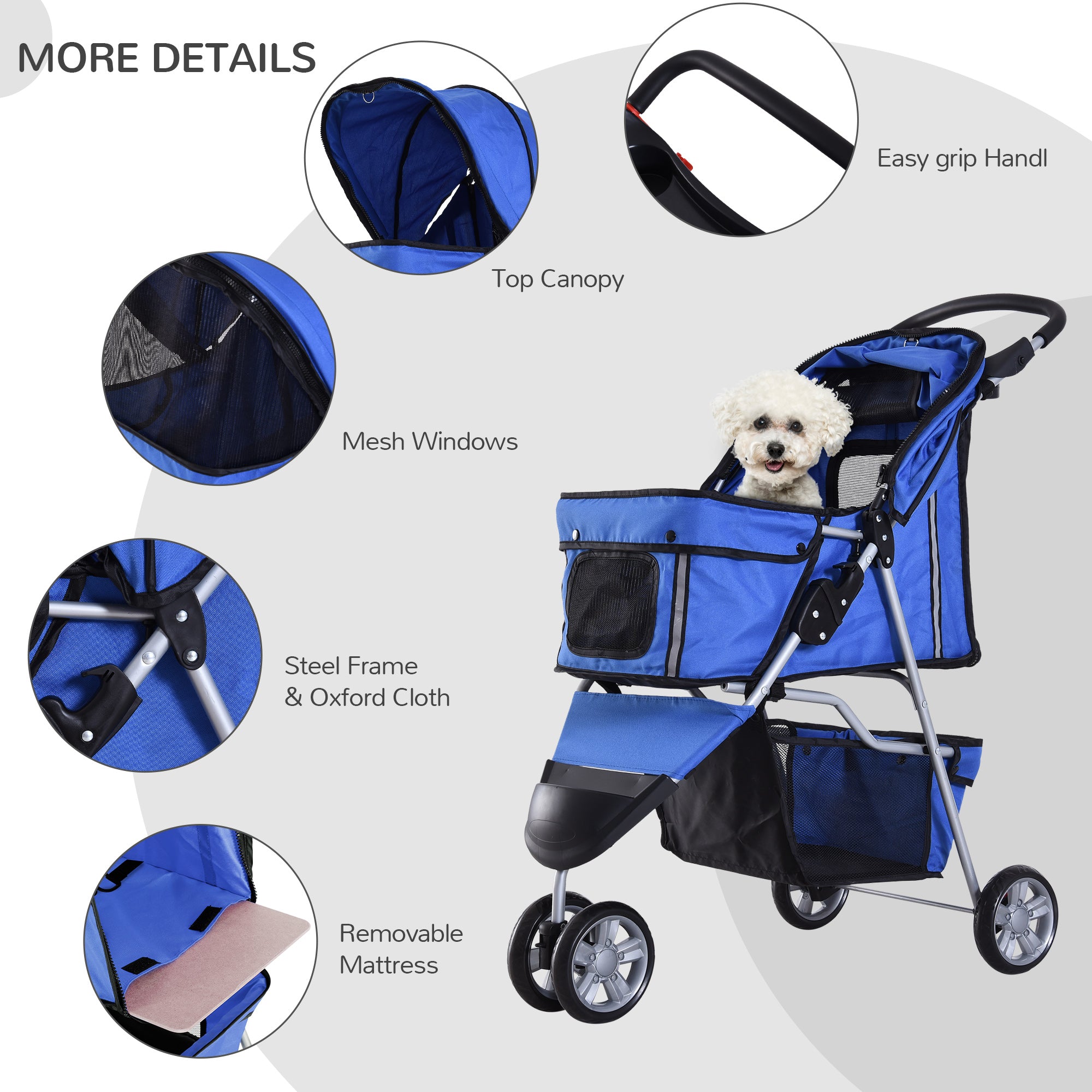 PawHut Pet Stroller for Dogs, Three