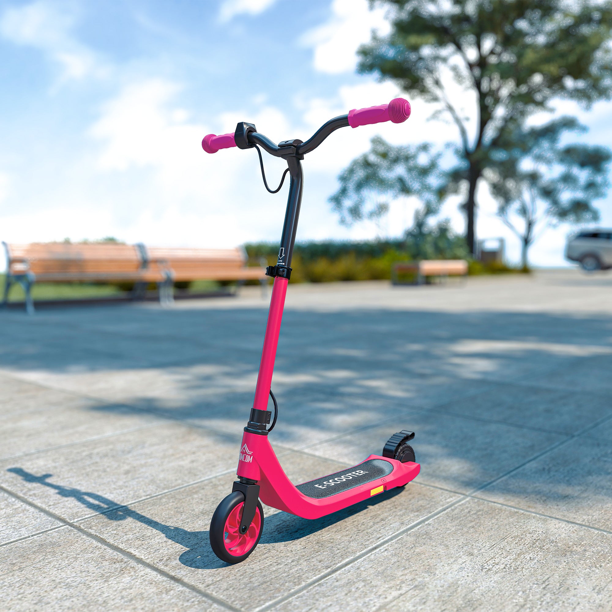 Kozy Kids Electric Scooter, Electric Scooters for Kids Ages 6+, 8 KM/H & 6 KM Lightweight E-Scooter, Adjustable Height, Rear Brake - Pink