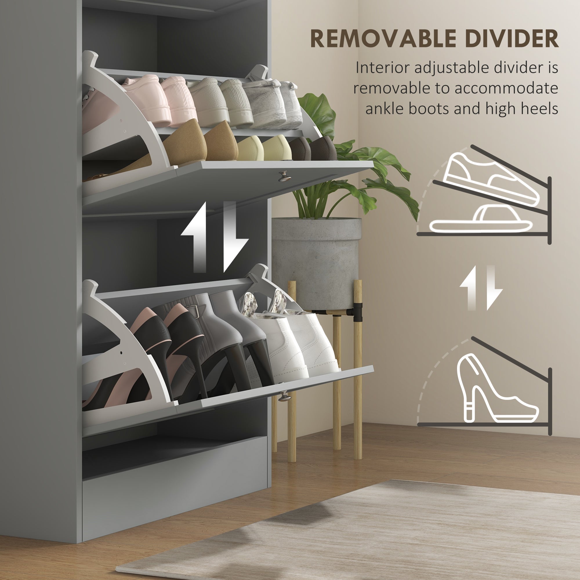 Kozy - Modern Compact Three-Drawer Shoe Storage Cabinet - Grey