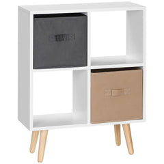 Kozy Freestanding 4 Cube Unit Cabinet Unit w/ 3 Fabric Drawers Handles Home Office Storage Shelves