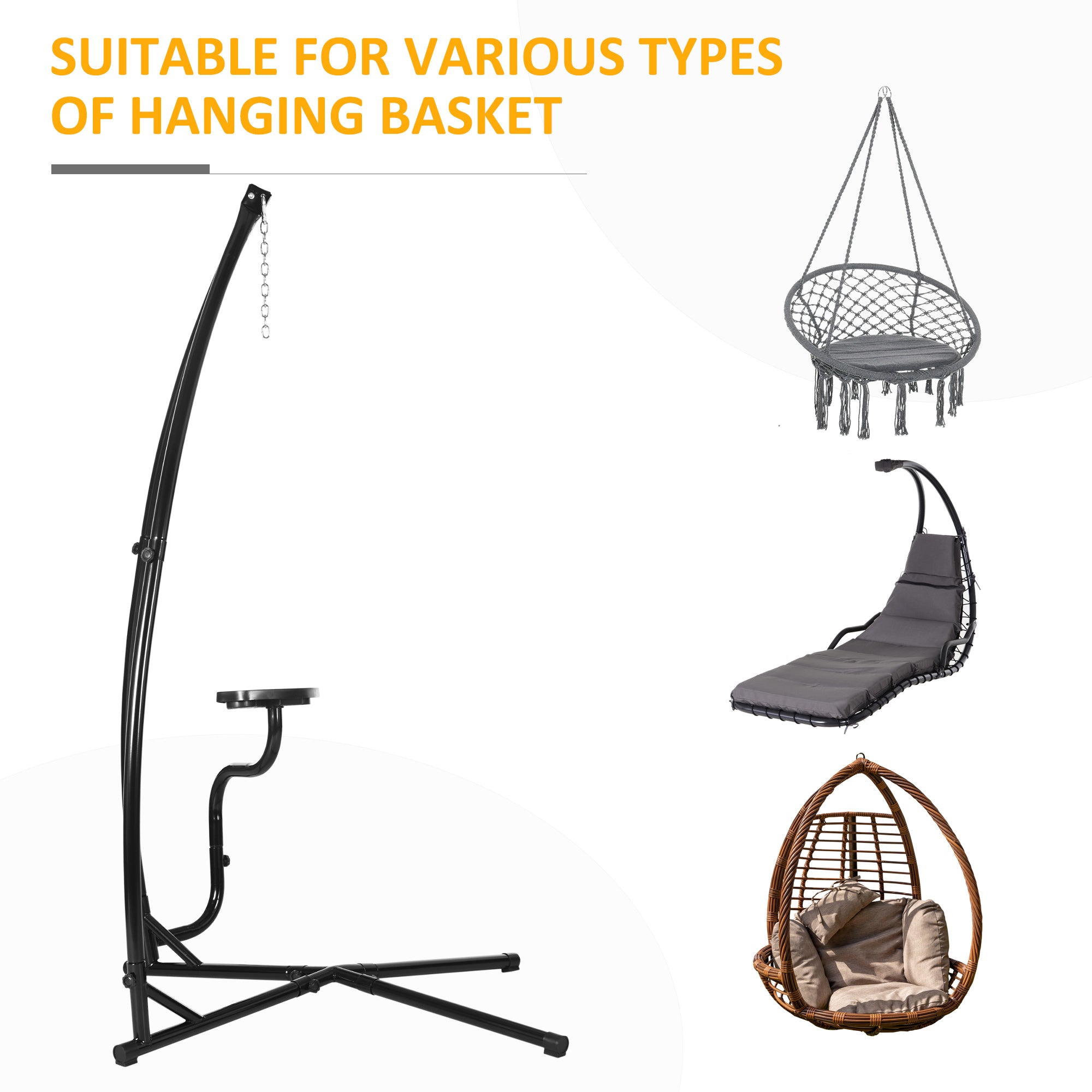Kozy Hammock Chair Stand Only Construction Heavy Duty Metal C-Stand for Hanging Hammock Chair Porch Swing Indoor or Outdoor Use