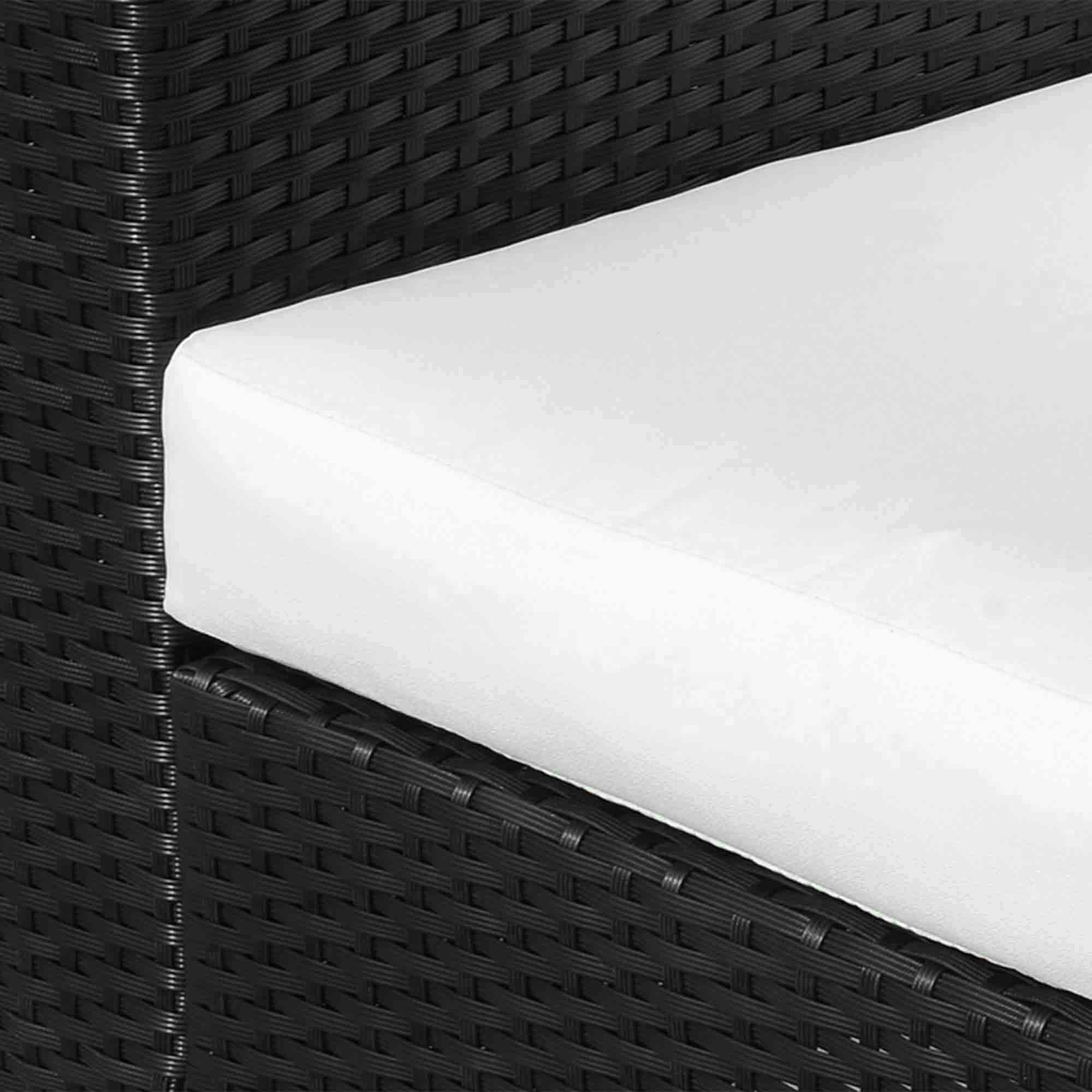 Kozy Single Seater Rattan Chair Sofa with 10 cm Thick Padded Cushion, All-Weather PE Wicker Weave Garden Armchair with Armrests, Black