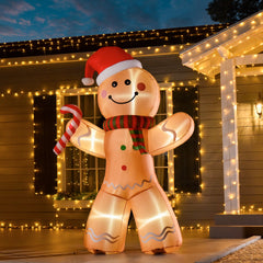 Kozy 8ft Christmas Inflatable Gingerbread Man, Lighted Blow Up Yard Decor Indoor Outdoor Garden Lawn Party Prop