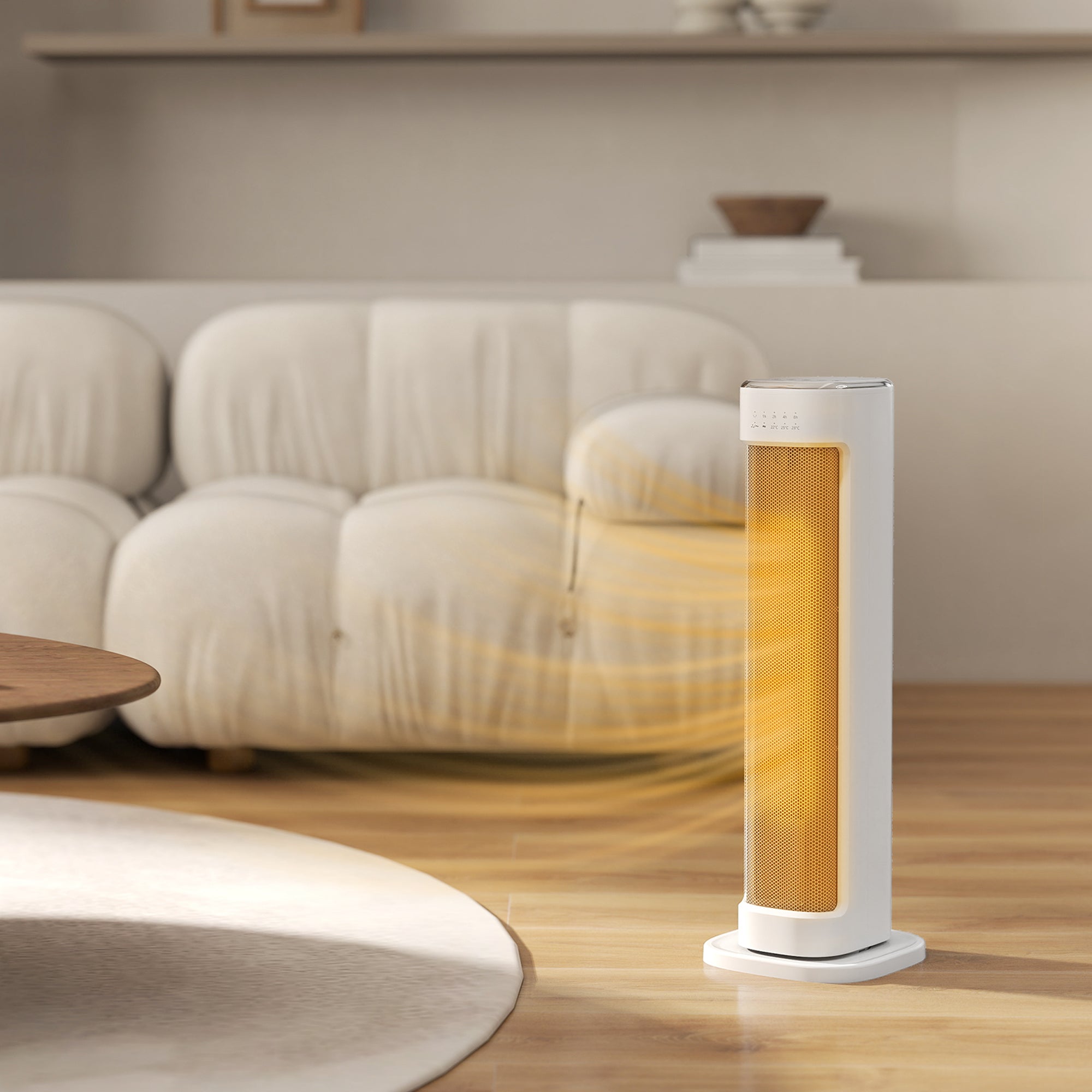 Kozy - 2000W Ceramic Electric Heater with 3 Heat Settings, Timer - White