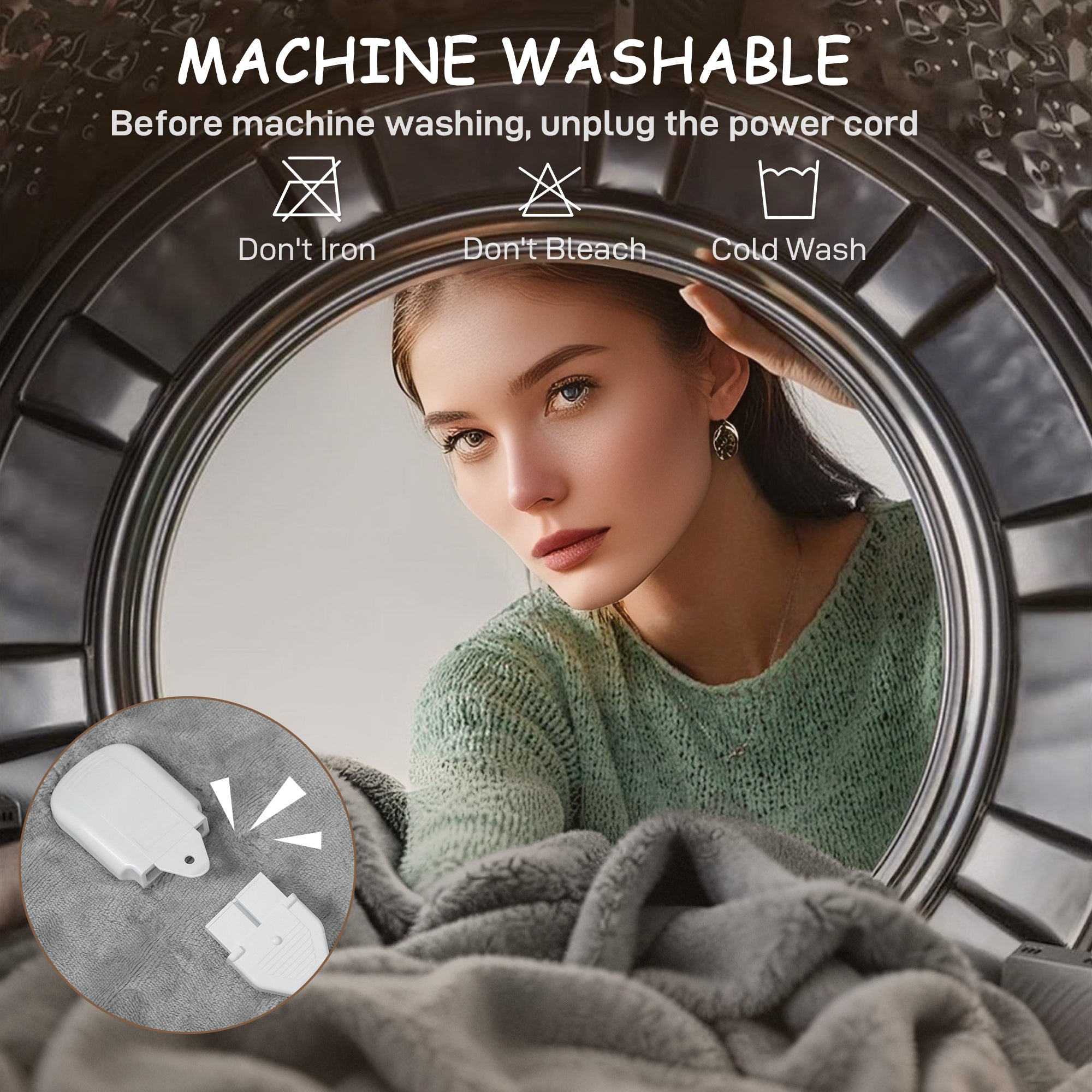 Kozy Electric Blanket with Dual Controllers, Machine Washable Heated Throw Blanket with Ultra Soft Flannel Fabric, 5 Heating Levels, 10 Hour Timer, Grey