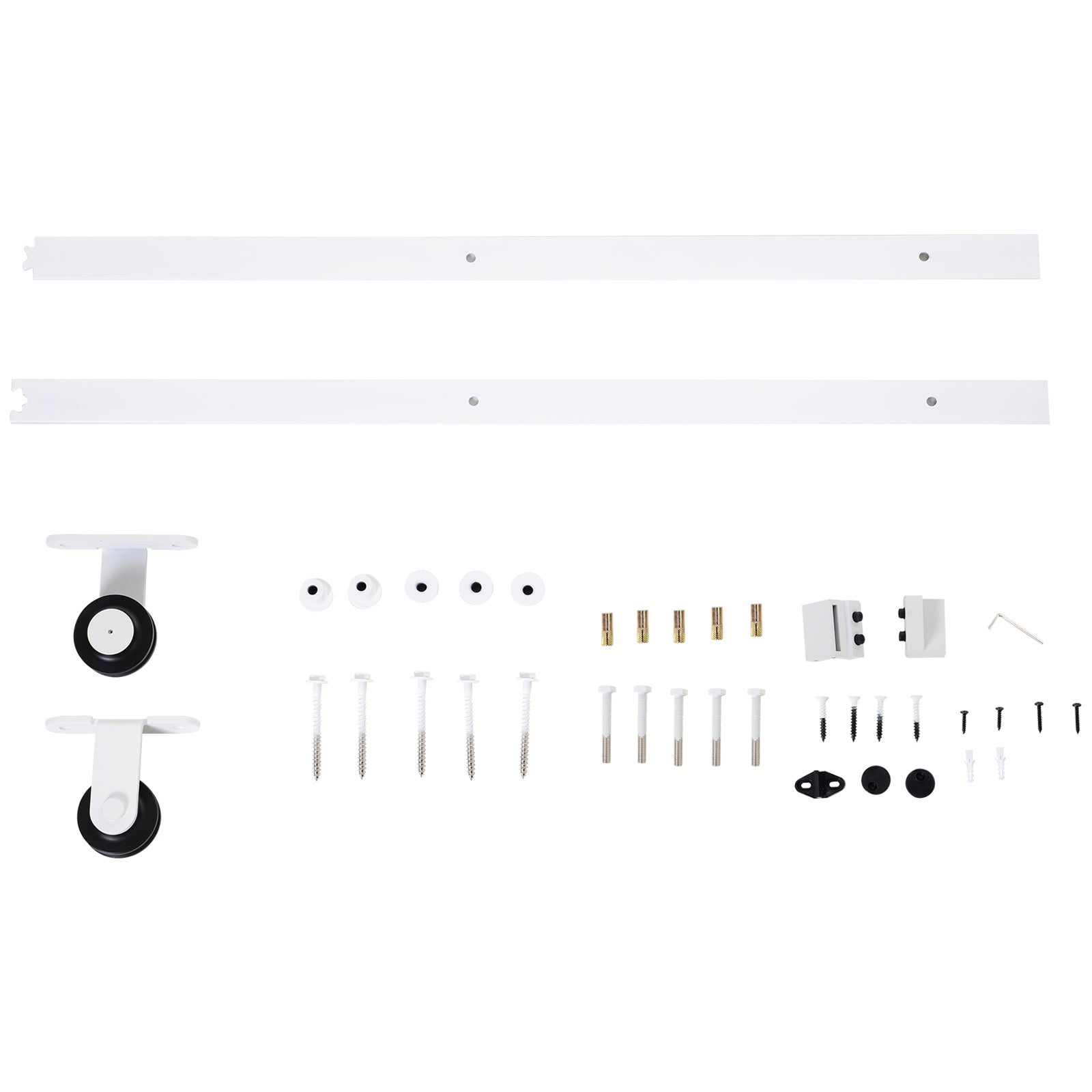 HOMCOM 6ft Modern Carbon Steel Sliding Door Track Kit White