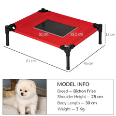 Kozy Raised Dog Bed Cat Elevated Lifted Portable Camping w/ Metal Frame Black and Red (Small)