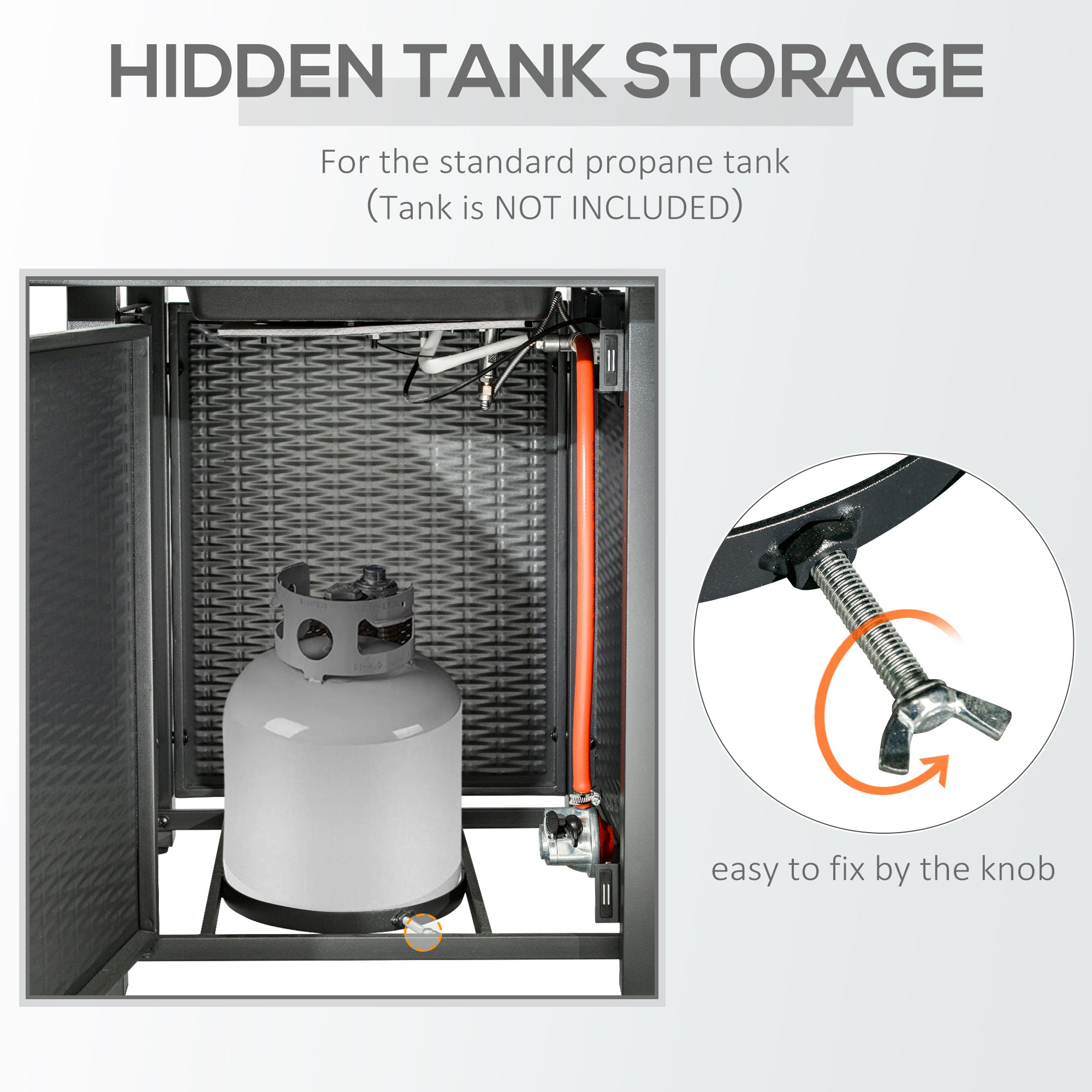 Kozy Square Propane Gas Fire Pit Table, 40000 BTU Rattan Smokeless Firepit Patio Heater with Protective Cover, Lava Rocks and Lid, 71cm x 71cm x 62cm, Black