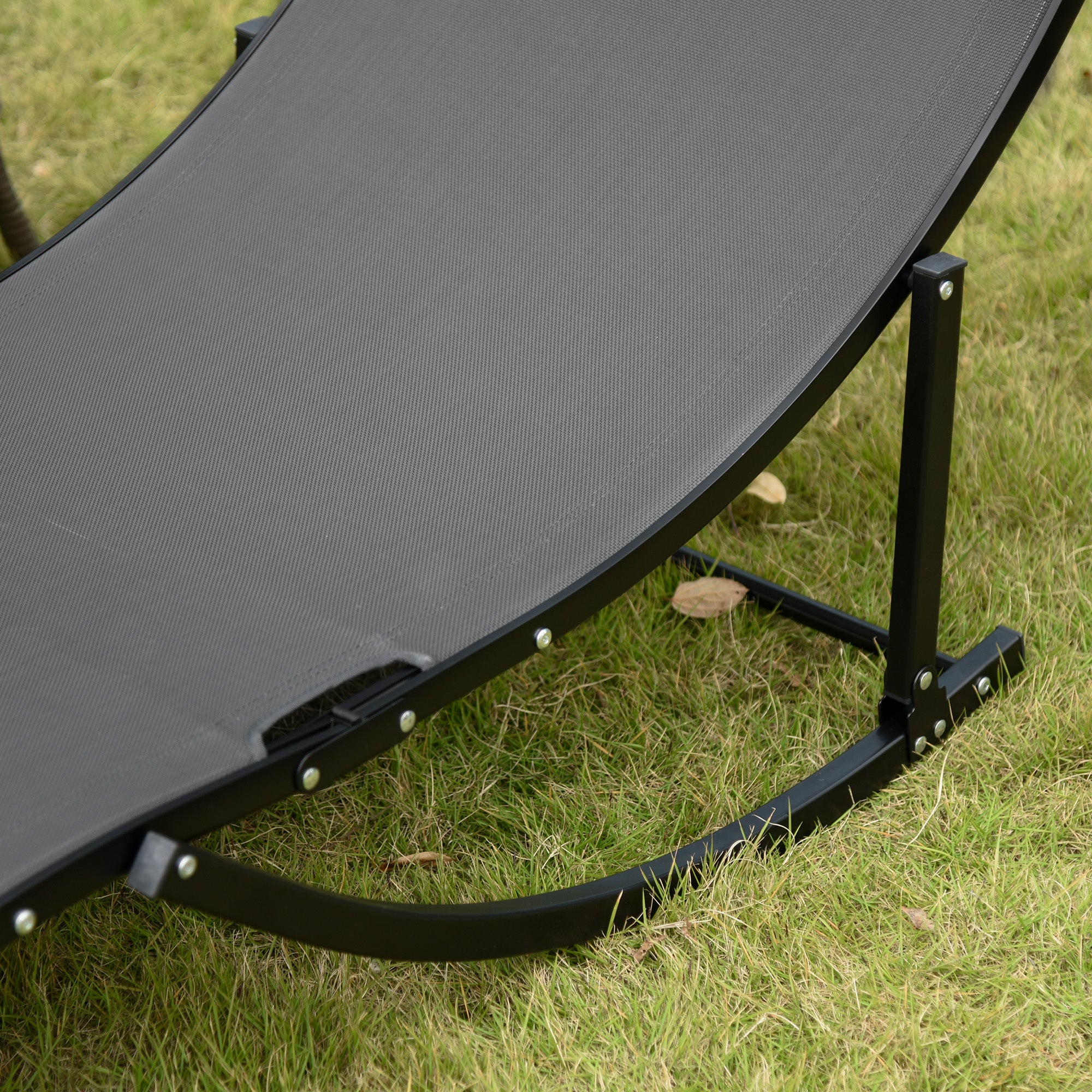 Kozy Set of 2 S-shaped Foldable Lounge Chair Sun Lounger Reclining Outdoor Chair for Patio Beach Garden, Grey