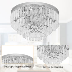 HOMCOM Round Crystal Ceiling Light 7 Lights Chandelier Mounted Fixture