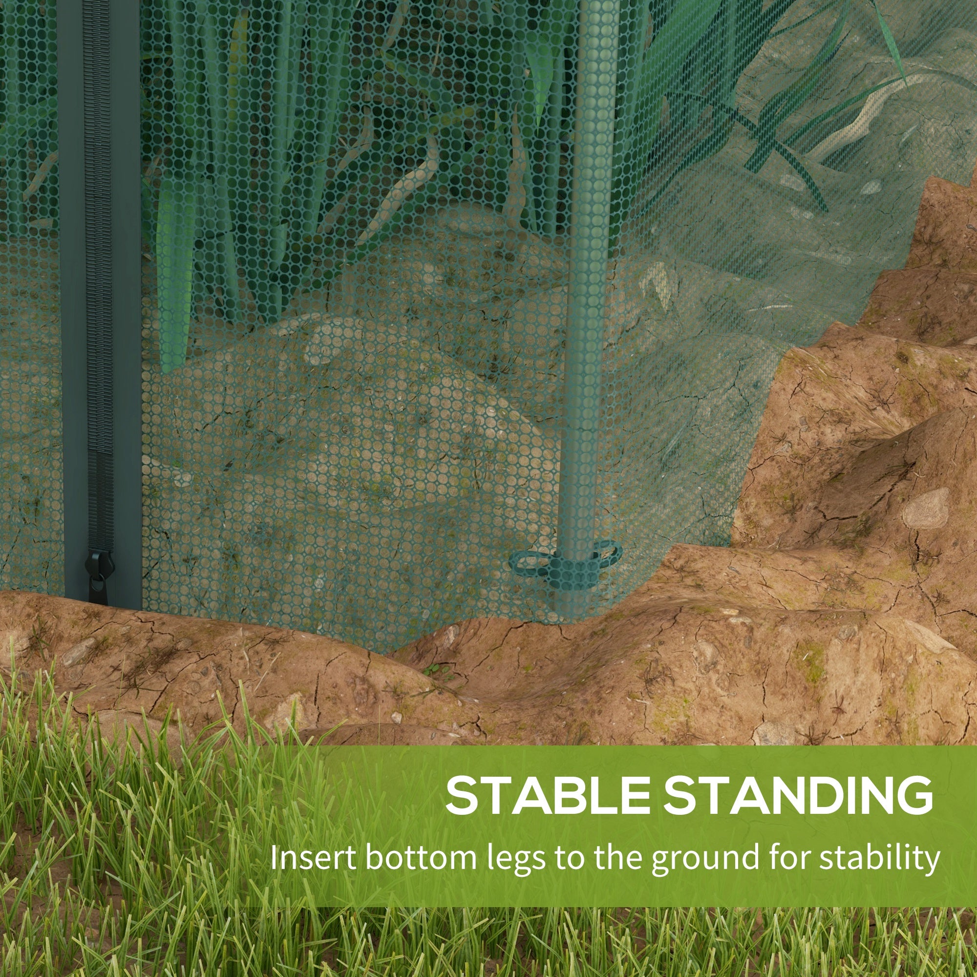 Kozy - 360 x 120cm Galvanised Steel Fruit Cage, Plant Protection Tent with Zipped Door, Green