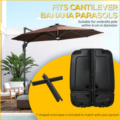 Kozy Parasol Base, Water and Sand Filled, Up to 100kg, Portable Umbrella Stand Weights for Cantilever Banana Parasol with Wheels, Black