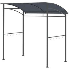 Kozy 2.2 x 1.5 m BBQ Grill Gazebo Tent, Garden Grill with Metal Frame, Curved Canopy and 10 Hooks, Outdoor Sun Shade, Grey