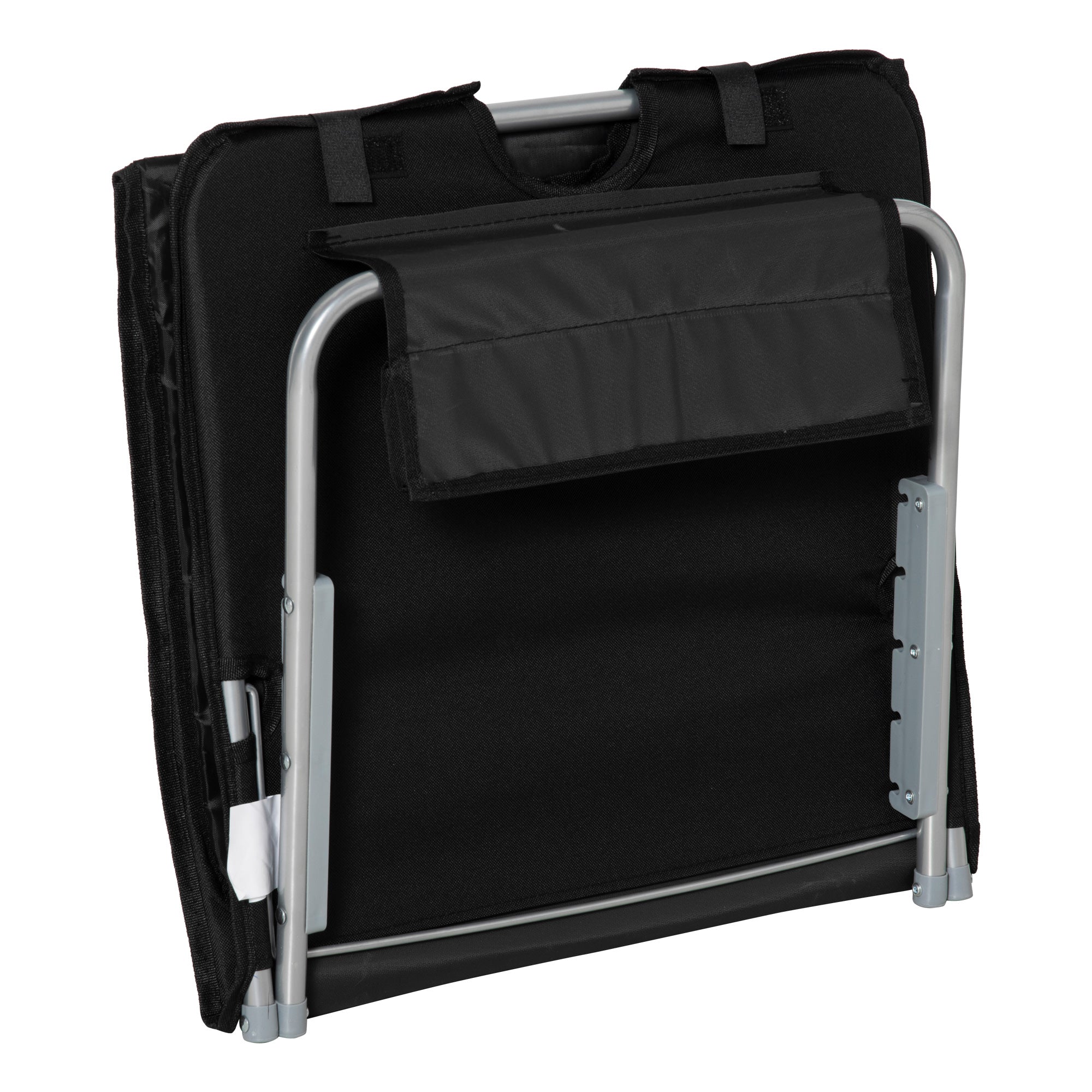 Kozy Set of 2 Foldable Garden Beach Chair Mat Lightweight Outdoor Sun Lounger Seats Adjustable Back Metal Frame PE Fabric Head Pillow w/ Carry Bag, Black