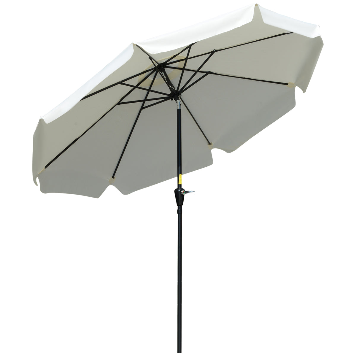 Kozy 2.7m Patio Parasol Garden Umbrellas Outdoor Sun Shade Table Umbrella with Tilt, Crank, 8 Ribs, Ruffles, White