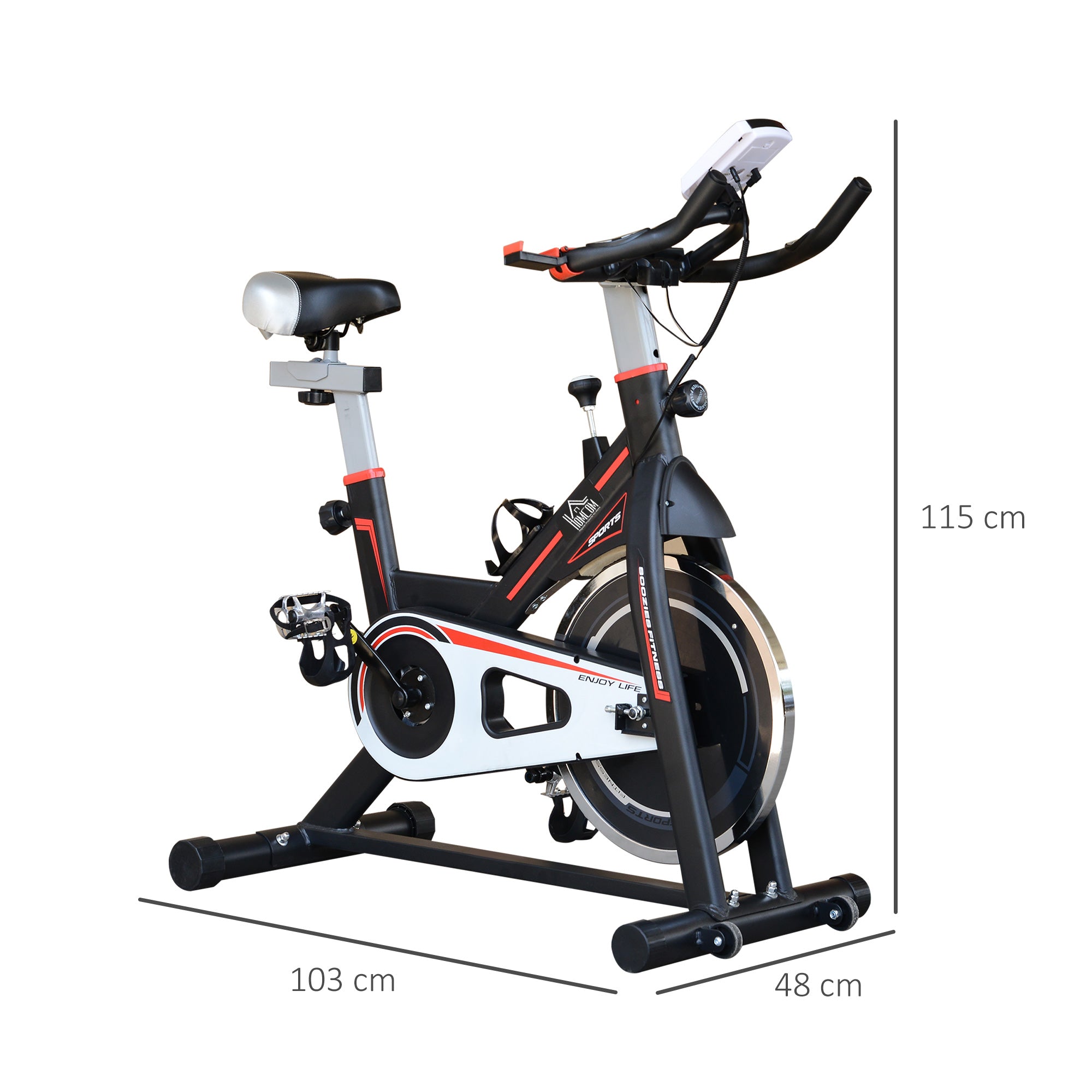Kozy Exercise Bike, Indoor Cycling, with LCD Display, Heart Rate, Sensor - Black