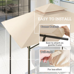 Kozy - Grill Gazebo Replacement Canopy Roof for 1.5 x 2.4m Frame, UPF50+ Protection, Double Tiered 5' x 8' Outdoor BBQ Gazebo Cover Replacement, TOP COVER ONLY, Beige