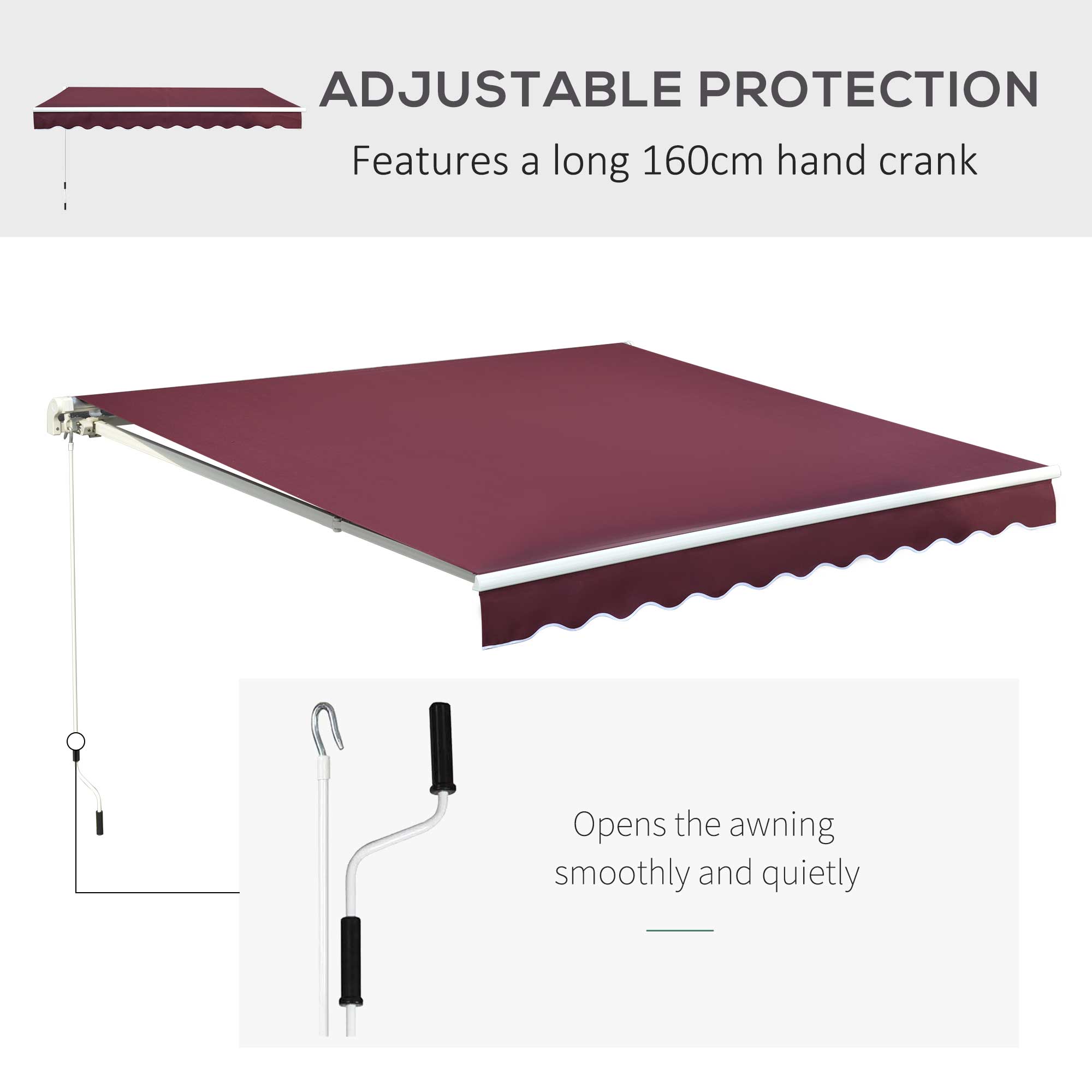 Kozy Manual Retractable Awning, 3x2.5 m-Red