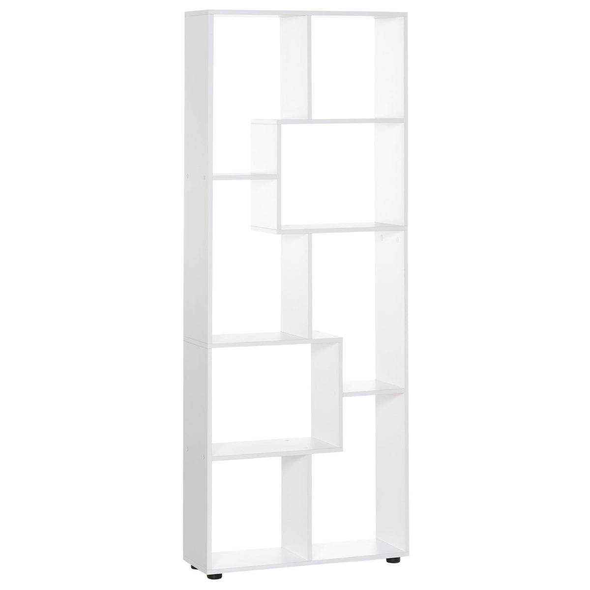 HOMCOM Freestanding 8-Tier Bookcase: With Melamine Surface, Anti-Tipping Foot Pads, Modern Home Display Storage Grid Stand, White | Aosom UK