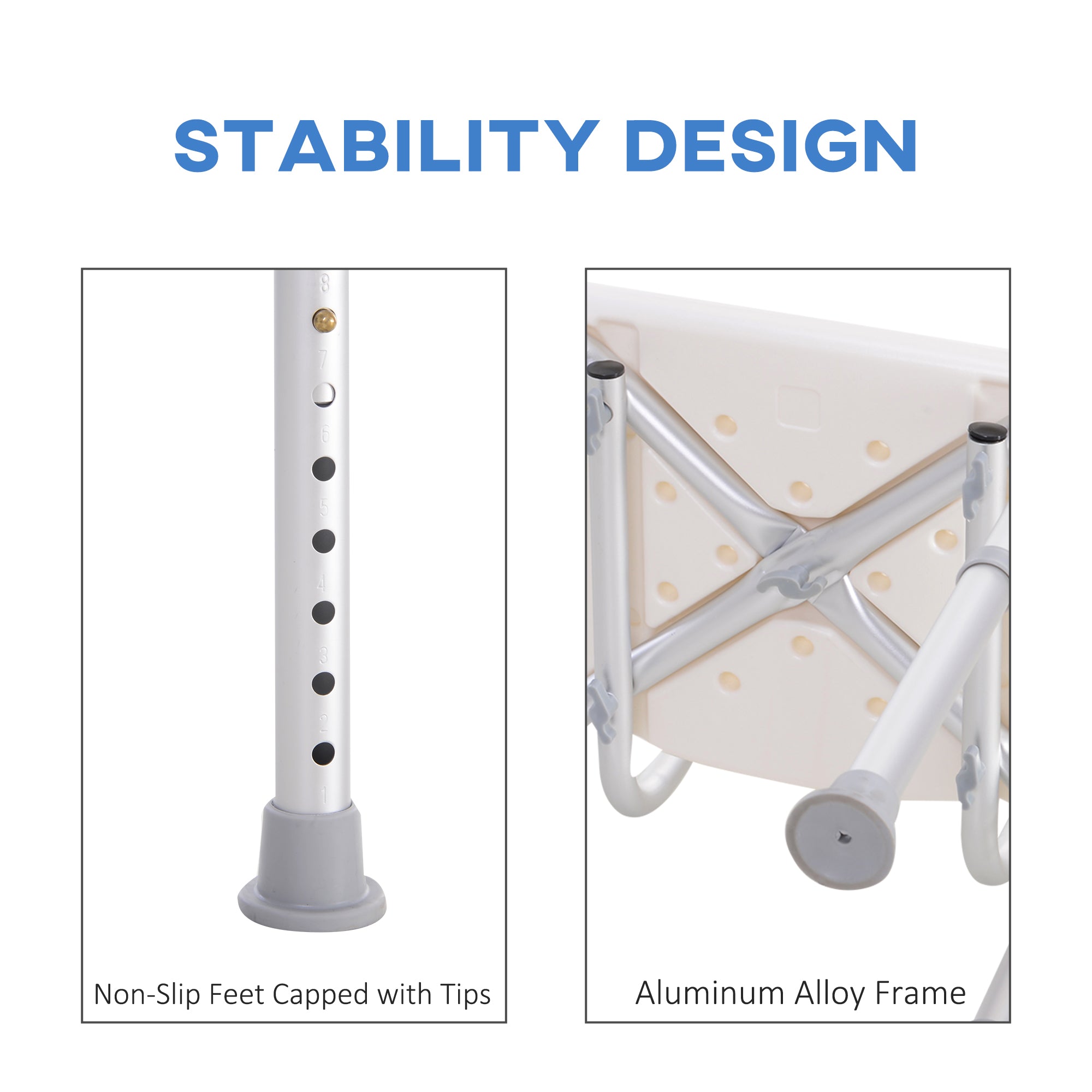 HOMCOM Adjustable Bath Chair, Shower Stool Safety Seat for Elderly, Bathroom Aid with Adjustable Positions