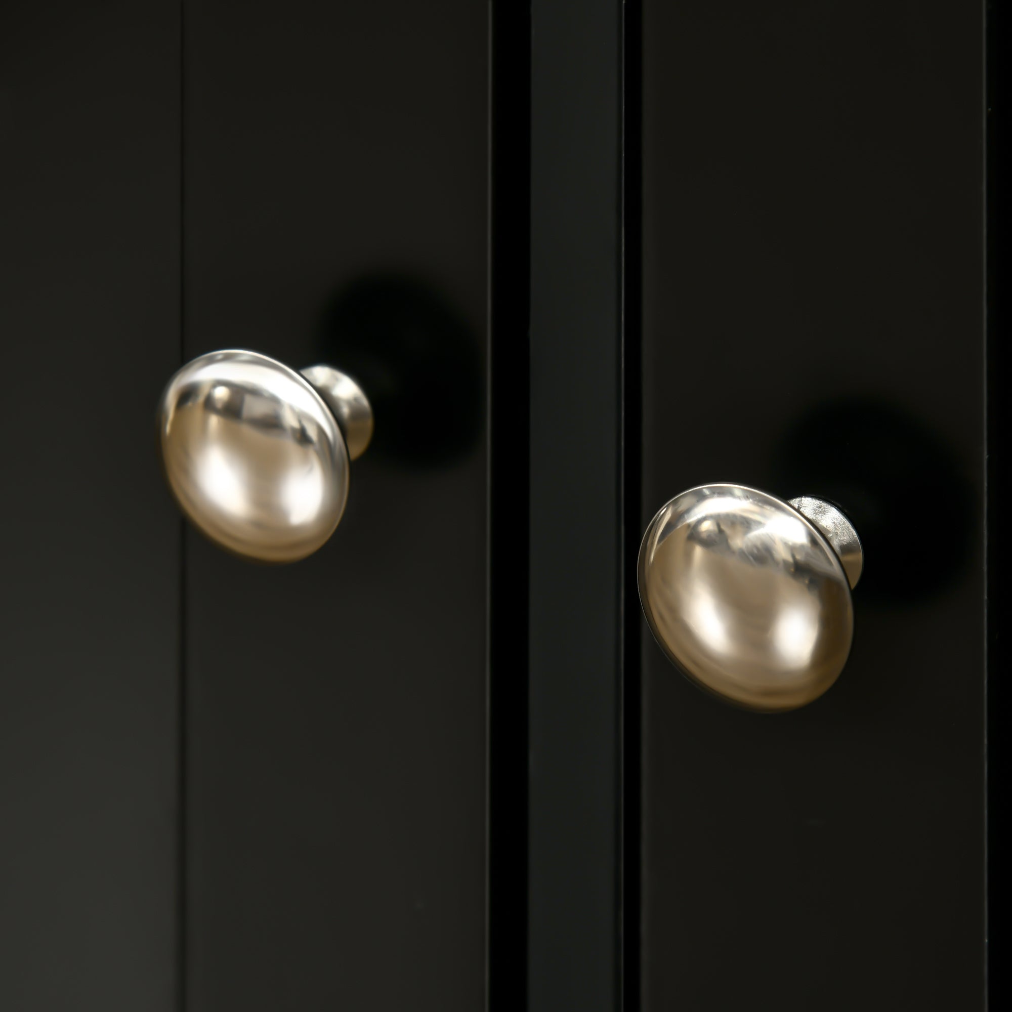 Kozy Sideboard with Rubberwood Top and Adjustable Shelves for Dining Room, Kitchen - Black