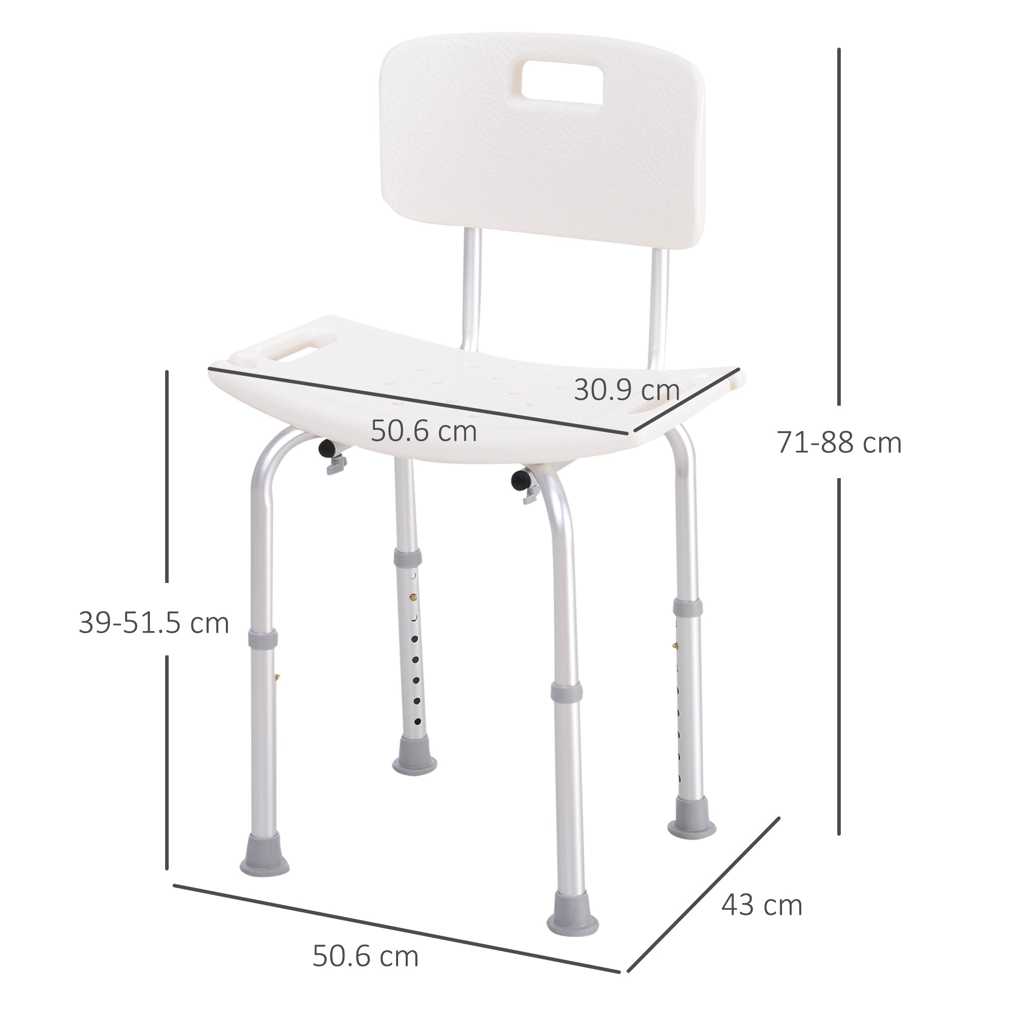 HOMCOM Adjustable Bath Chair, Shower Stool Safety Seat for Elderly, Bathroom Aid with Adjustable Positions