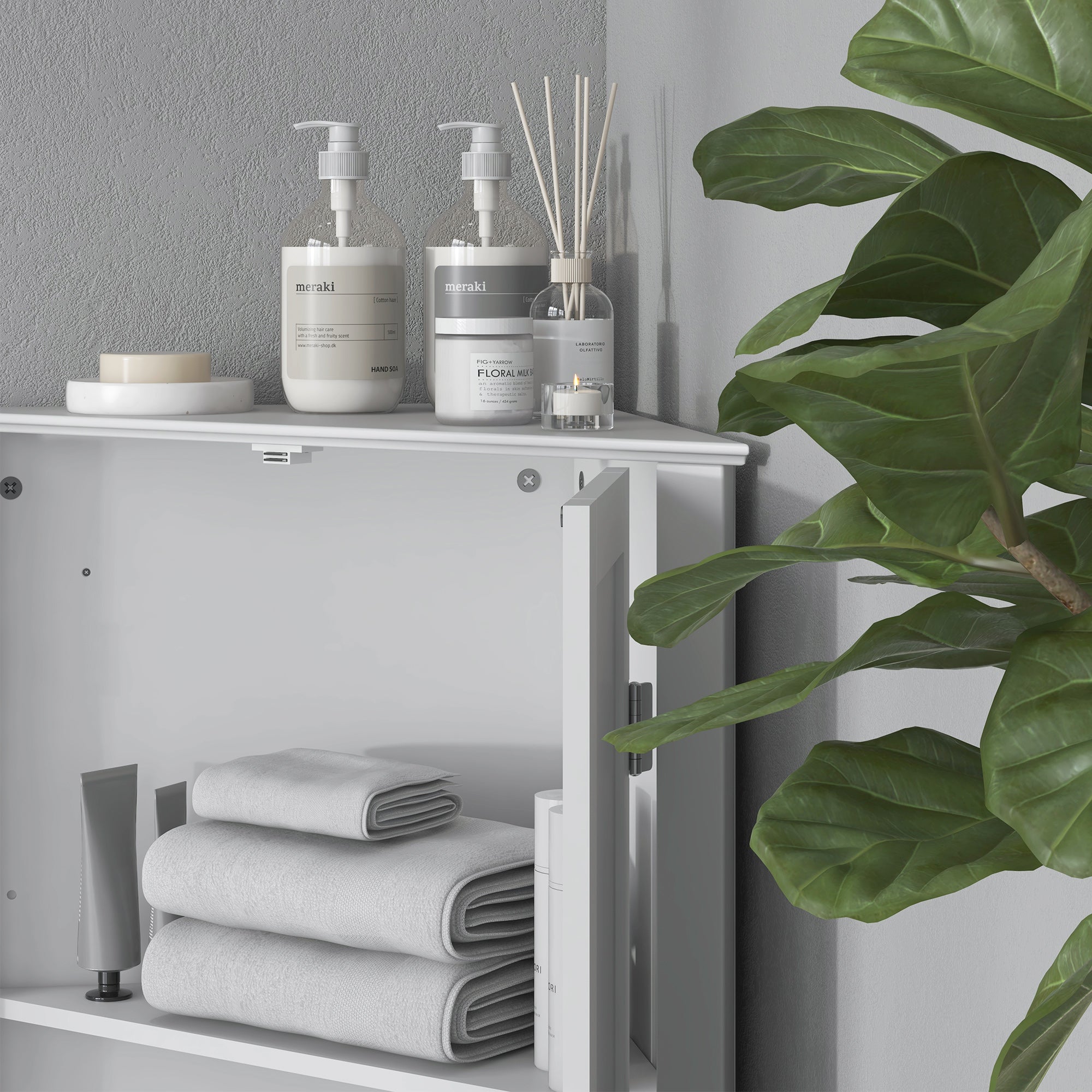 Kozy Triangle Bathroom Cabinet, Corner Bathroom Storage Unit with Adjustable Shelf and Recessed Door, Free Standing, White