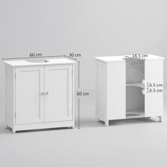 Kozy Under Sink Bathroom Cabinet, Freestanding Under Sink Cabinet with 2 Doors and Adjustable Shelf for Basin without or with Pedestal, White