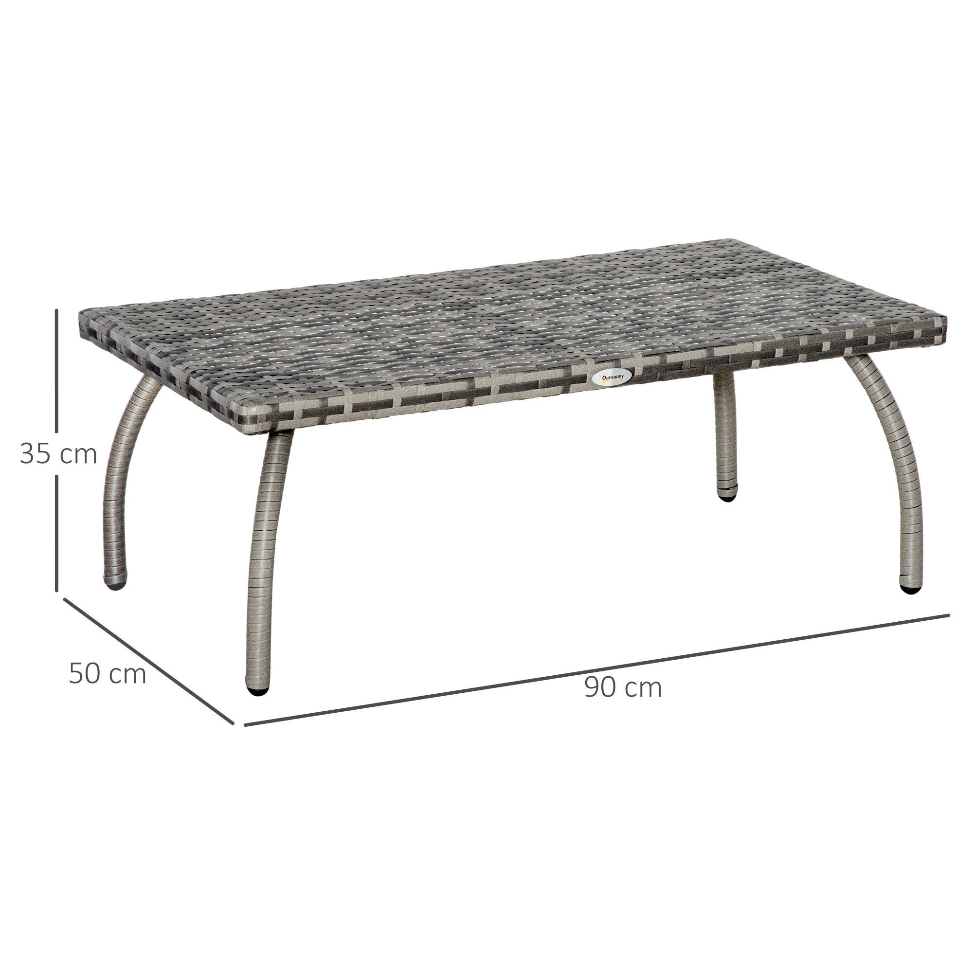 Kozy PE Wicker Rattan Garden Coffee Table - Mixed Grey