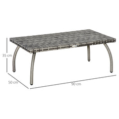 Kozy PE Wicker Rattan Garden Coffee Table - Mixed Grey