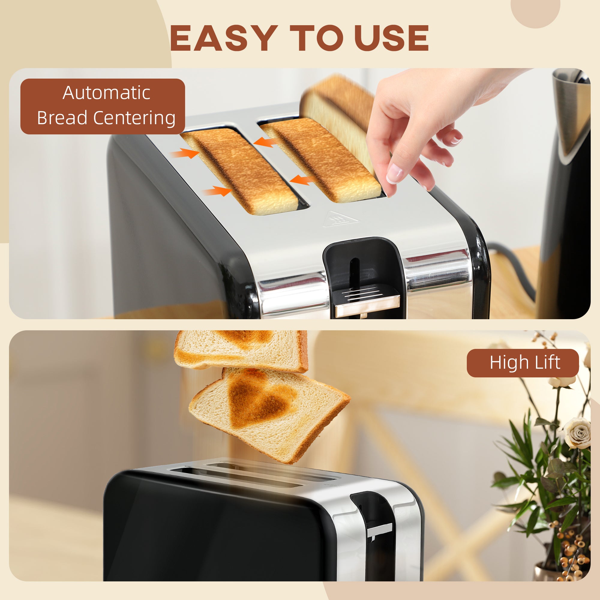 Kozy - Retro Toaster and Kettle Set - Black