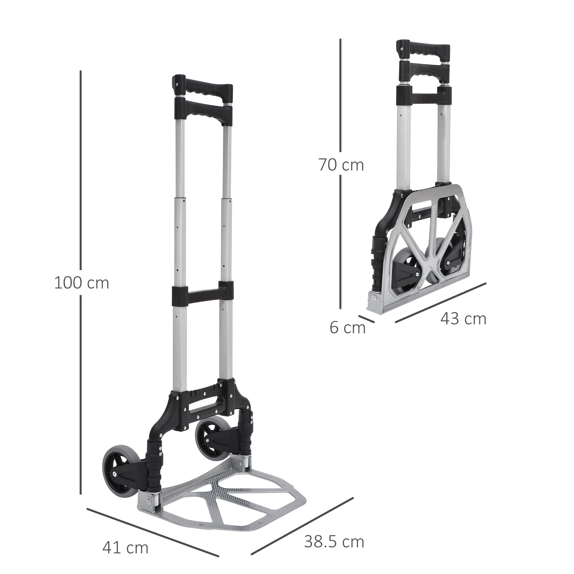 Kozy Aluminium Folding Hand Truck Trolley, Heavy Duty Foldable Sack Cart with Adjustable Telescoping Handle, 70KG Load Capacity