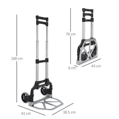 Kozy Aluminium Folding Hand Truck Trolley, Heavy Duty Foldable Sack Cart with Adjustable Telescoping Handle, 70KG Load Capacity