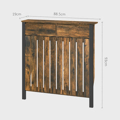 Kozy - 93 x 88.5cm Rustic-Look Radiator Cover - Brown/Black