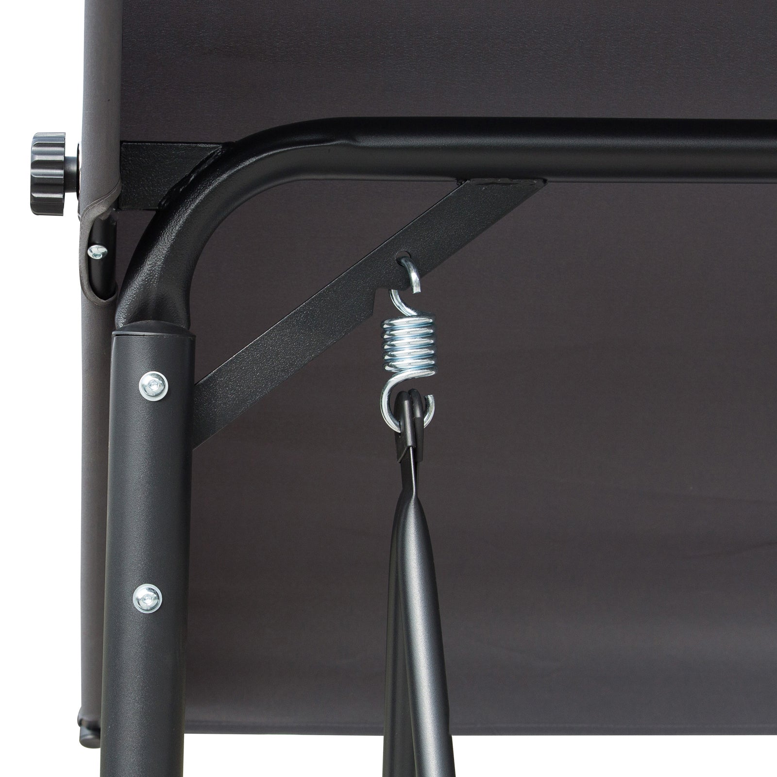 Kozy 3 Person Outdoor Patio Porch Swing Chair with High Back Design, Side Pouches and Adjustable Canopy, Charcoal Grey