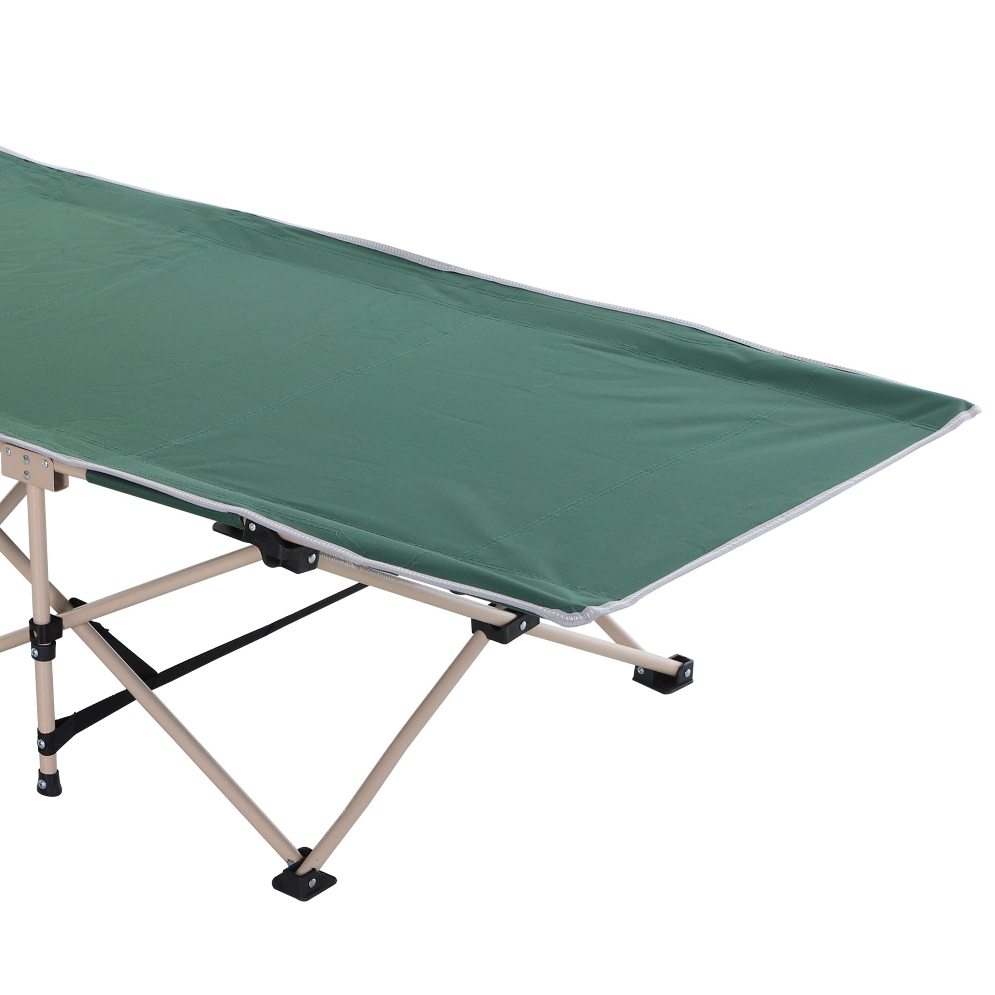 Outsunny Portable Folding Camping Cot, Single Person Outdoor Military Sleeping Bed with Carry Bag for Travel, Leisure, Fishing, Green