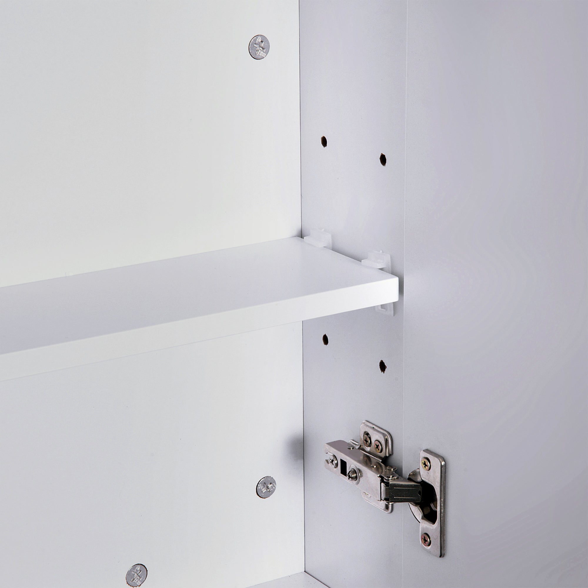 Kozy Mirror Cabinet, Wall Mount Bathroom Storage Cabinet with Adjustable Shelf, Double Door Cupboard, 60 x 15 x 75 cm, White